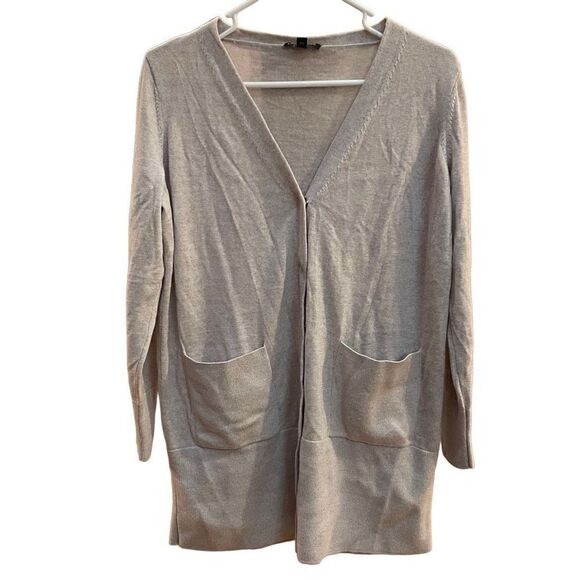 Eileen Fisher Cardigan Women’s XS 100% Merino Wool Heather Gray Button Up FLAWED - Picture 1 of 6